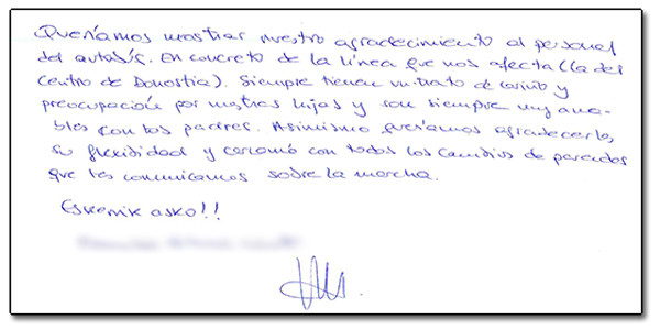 Nota de agradecimiento
